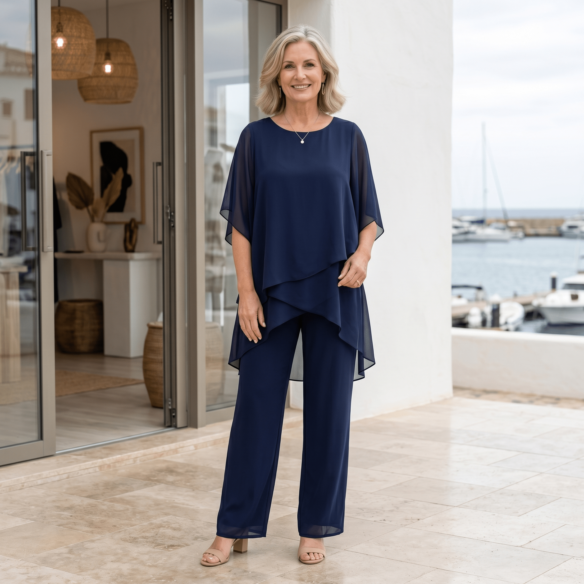 Women's loungewear set featuring a two-piece palazzo design, crafted from lightweight breathable fabric for a relaxed fit, perfect for comfortable lounging or casual 0